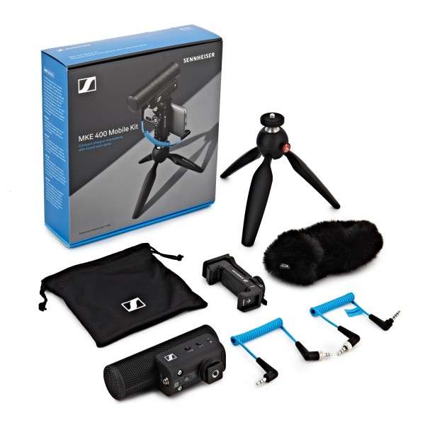 Sennheiser MKE 400 Mobile Kit Camera-Mount Shotgun Microphone with Smartphone Recording Bundle
